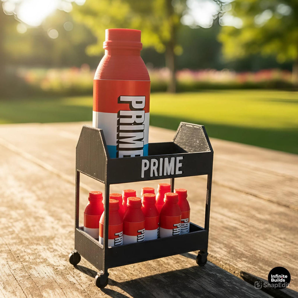 PRIME Miniature Cart and Bottles | WWE-Inspired | Miniatures | Dollhouse | Desk Decoration