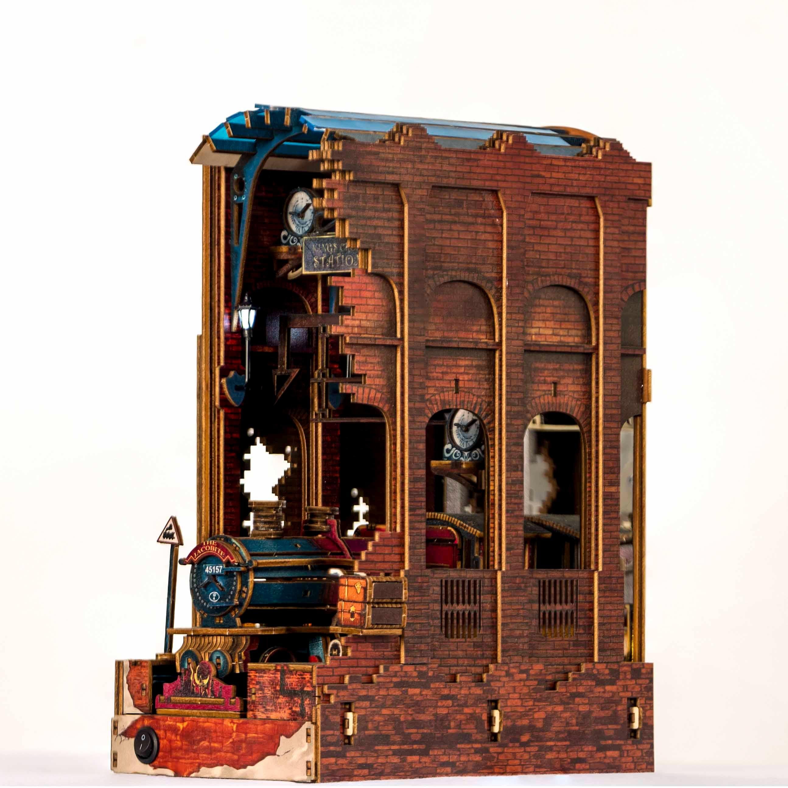 DIY King's Cross Book Nook Kit: Wooden 3D Puzzle with LED Lights