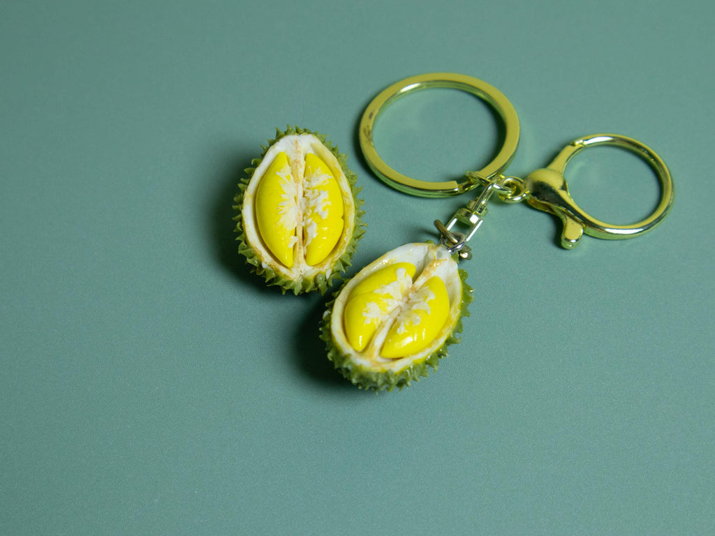 Polymer Clay Durian Miniature: Southeast Asian Fruit Keychain or Dollhouse Prop