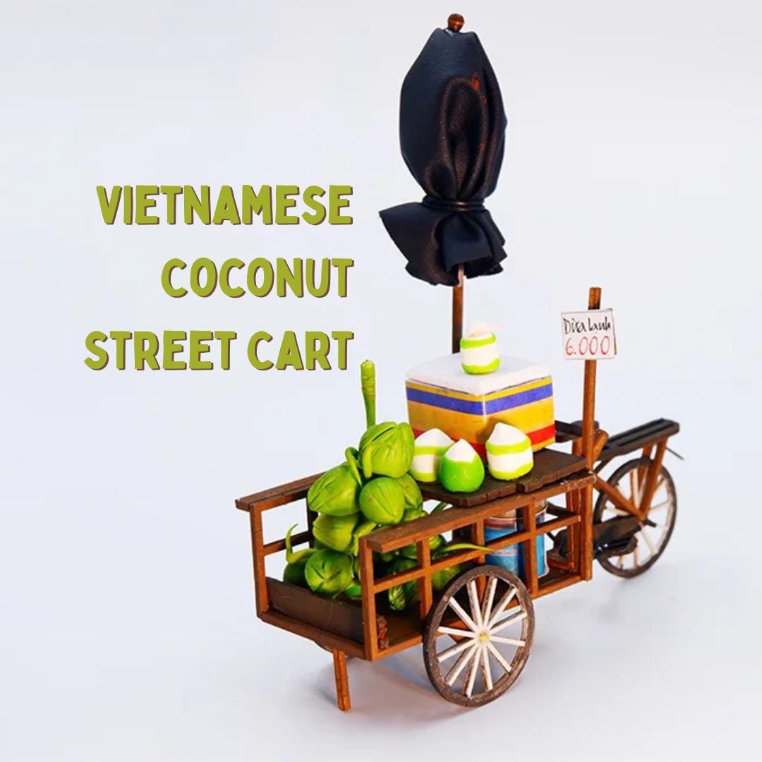 Vietnamese Coconut Street Cart DIY Kit: 3D Wooden Puzzle