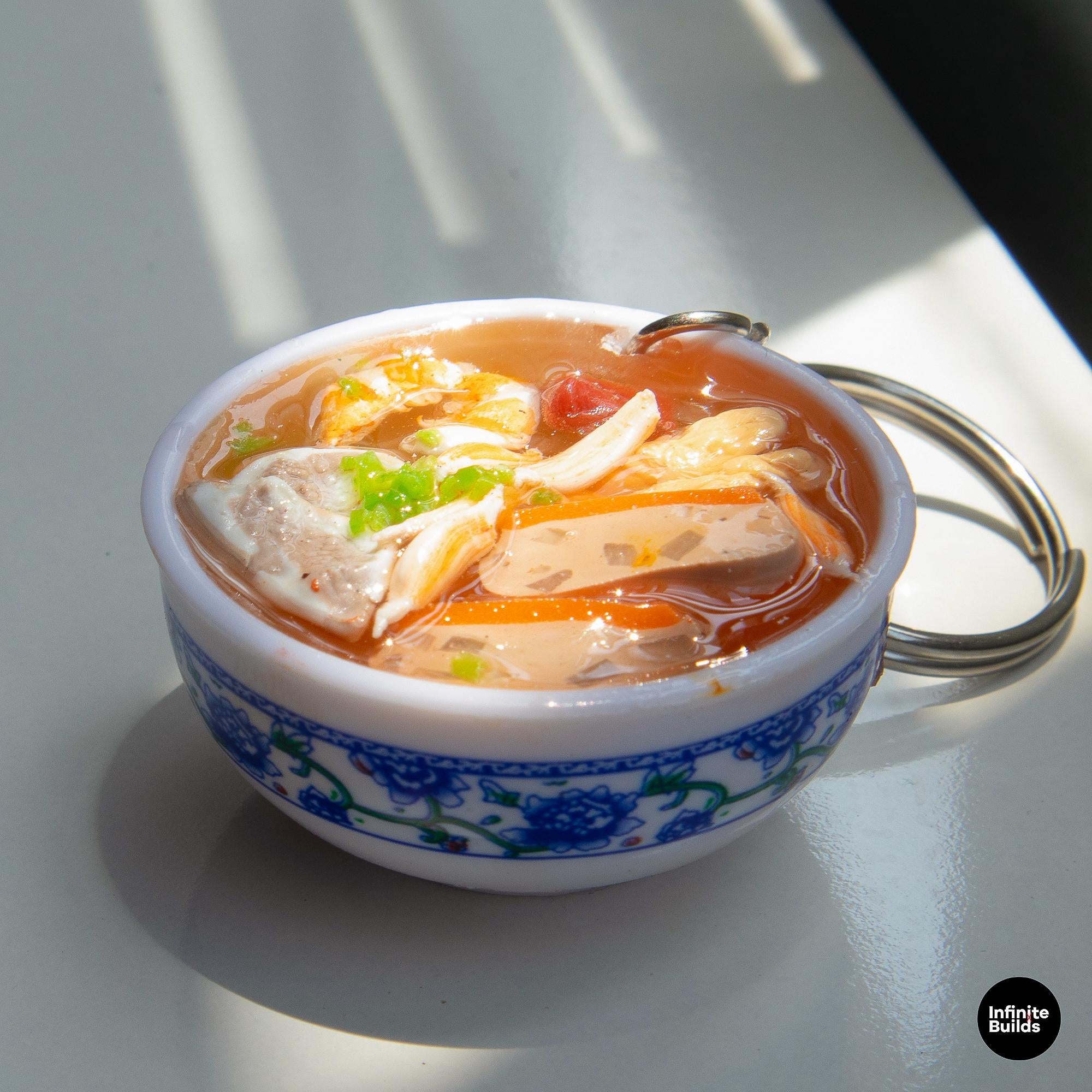 Mini Banh Canh Cua Keychain: Vietnamese Polymer Clay Food Charm