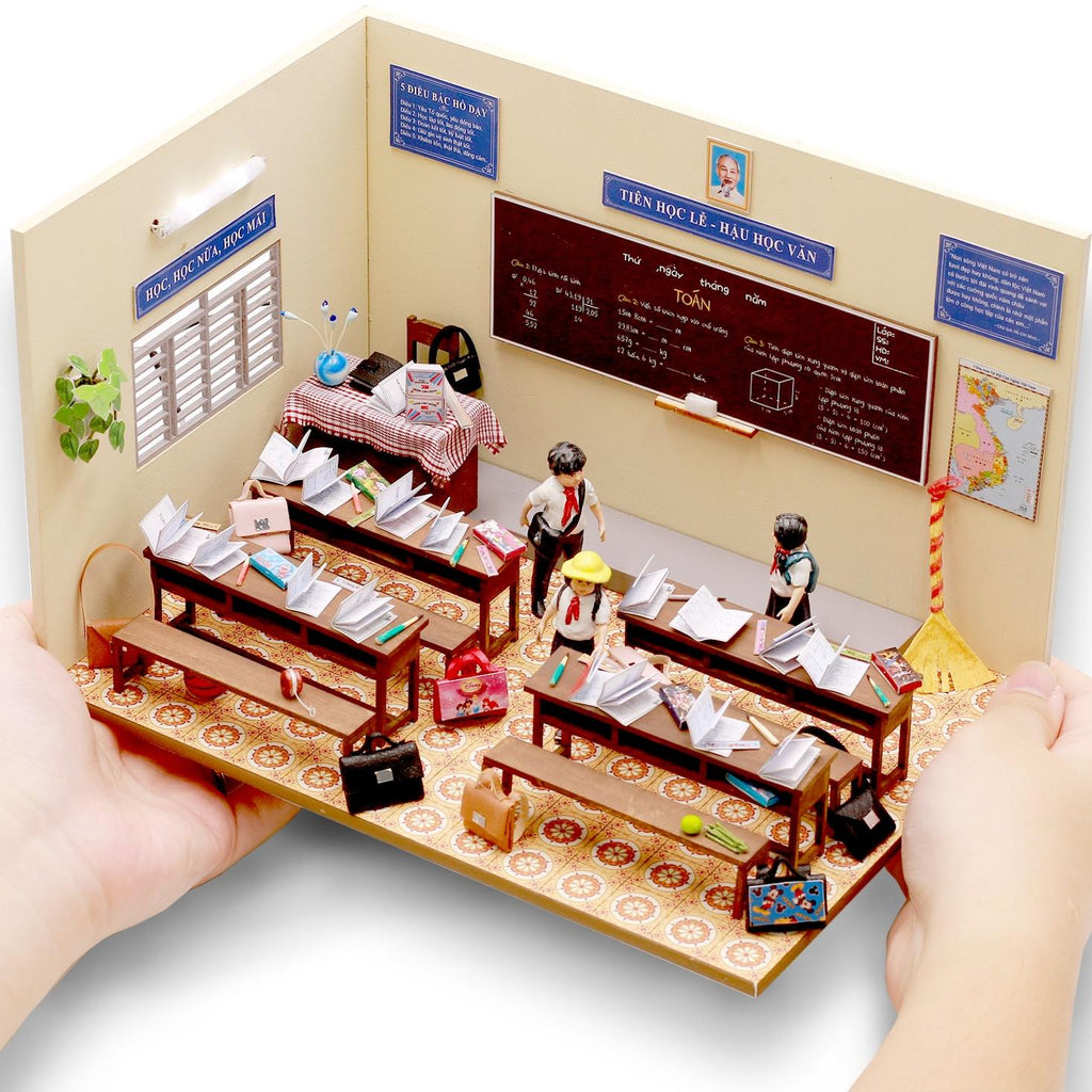 Miniature Vietnamese Classroom DIY Kit: Dollhouse Diorama