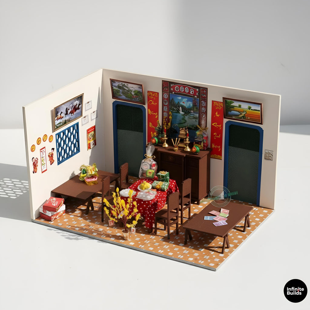 Miniature Vietnamese New Year Yard DIY Kit | Vietnamese Dollhouse | Lunar New Year Gift | Mô Hình Tết Sum Vầy | Make Your Own Dollhouse