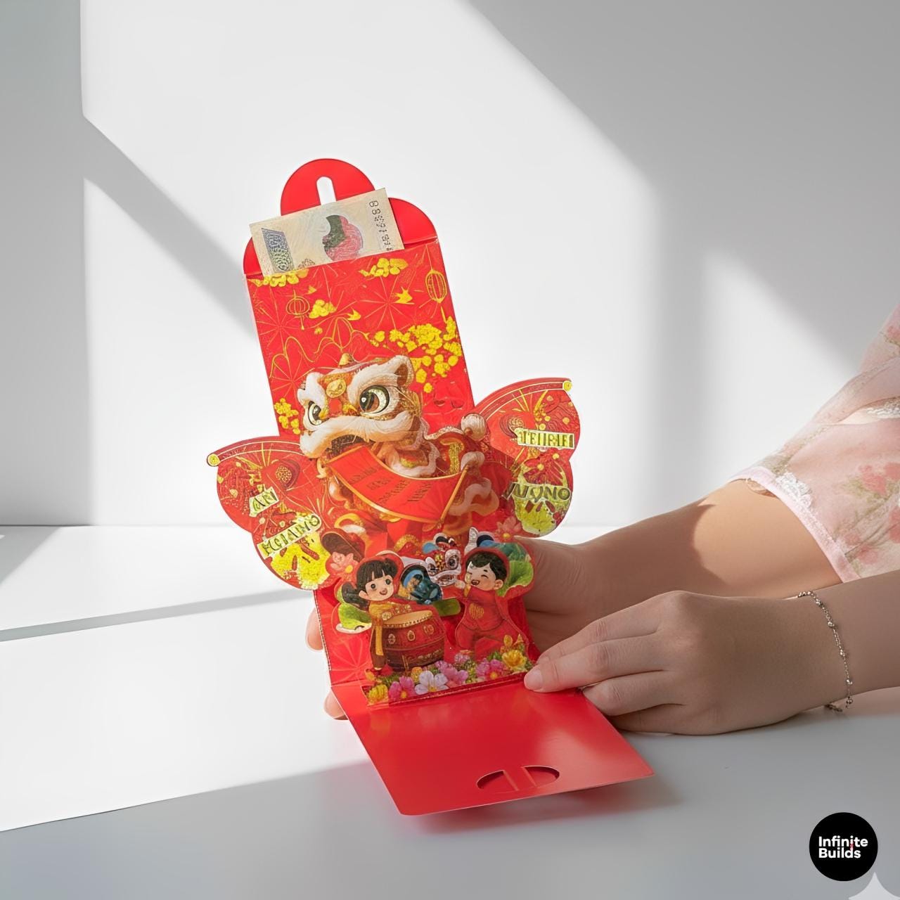 Assorted 3D Red Envelopes – Set of 6 | Earth God Prosperity Theme | Vietnamese Tết Lucky Money | Lunar New Year Decor