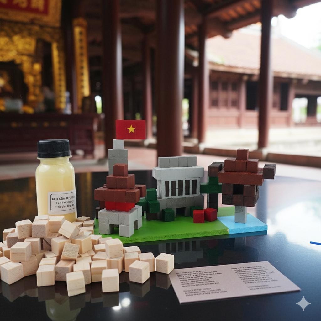 Vietnam Landmark DIY Mini Kit: Wooden Pixel Architecture Model - STEAM Craft