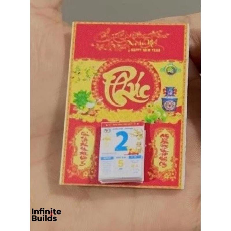 Miniature Vietnamese Calendar: Dollhouse New Year Accessory (Set of 2)