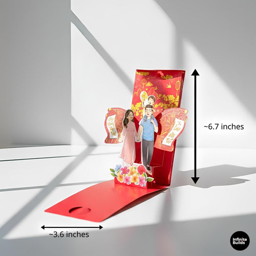 Assorted 3D Red Envelopes – Set of 6 | Earth God Prosperity Theme | Vietnamese Tết Lucky Money | Lunar New Year Decor