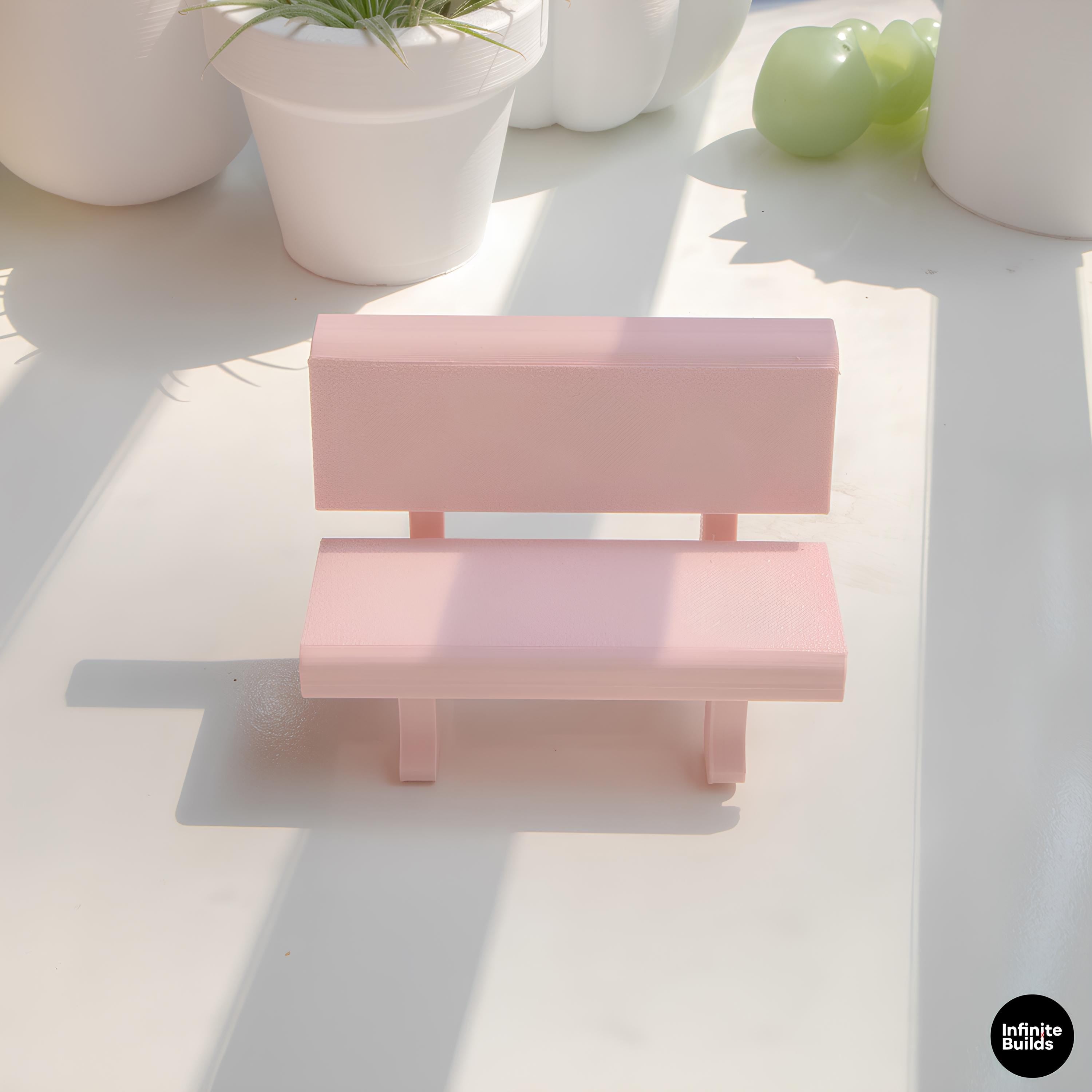 Smiski Mini Stone Bench 1:12 | 3D Printed Bench for Smiski | Miniature Park Chair | Smiski Display Decor