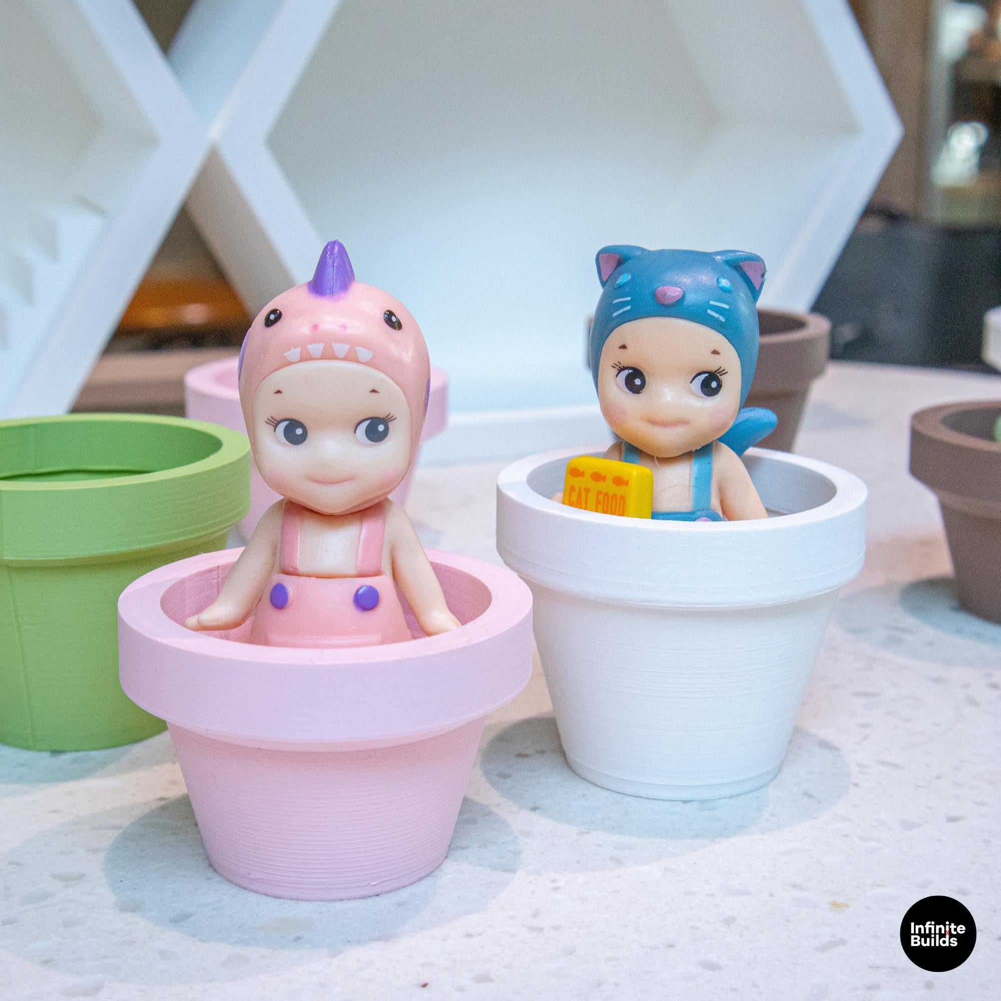 Smiski, Sonny Angel Mini Plant Pot Display for Collectible Figures | Cute Desk Decor Holder | Mini & Regurlar Sizes