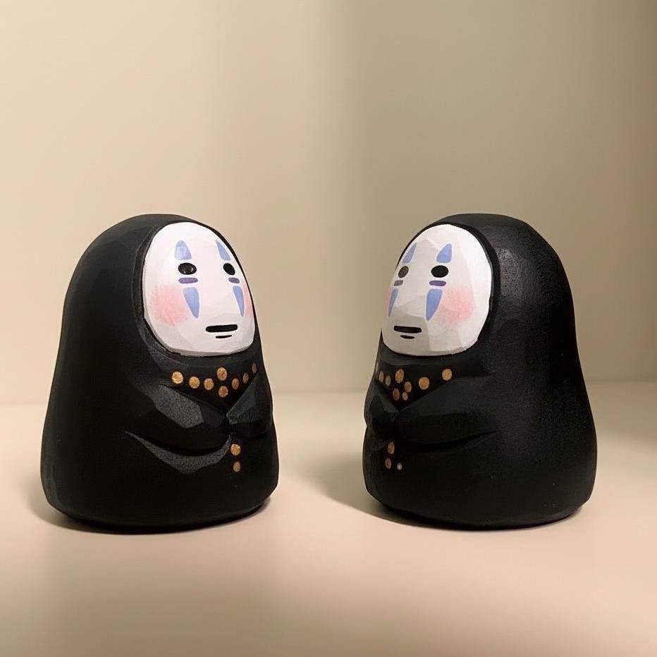 Handmade Wooden Spirit Figurine: Minimalist Faceless Desk Decor