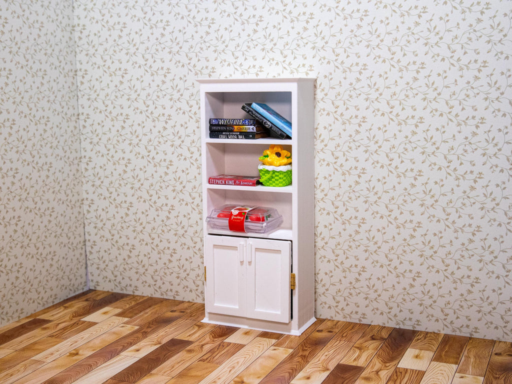 Miniature Classic Tall Bookshelf Set - 1:12 Scale Dollhouse Furniture
