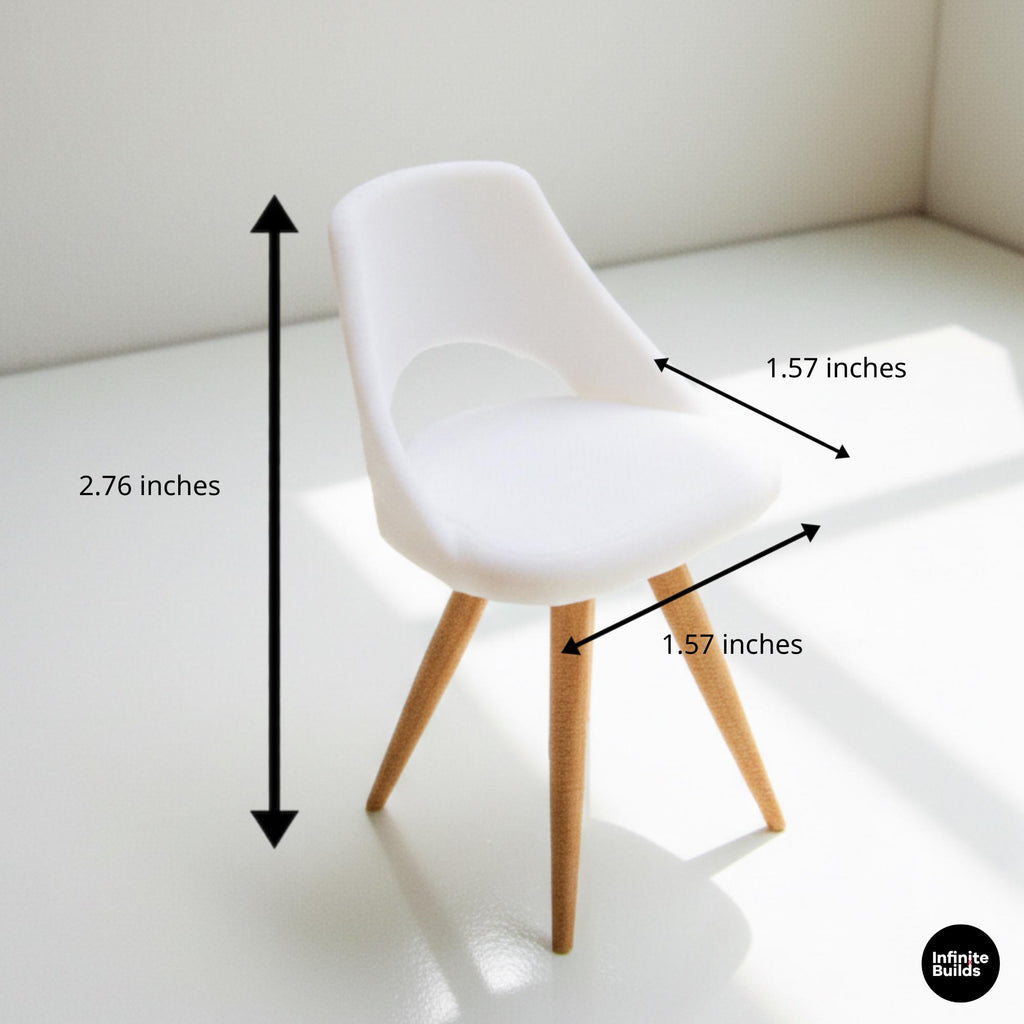 Miniature Dining Chair | 1:12 Scale | 3D Printed Dollhouse Furniture | Modern Chair Decor | Diorama Prop | Gift for Collectors