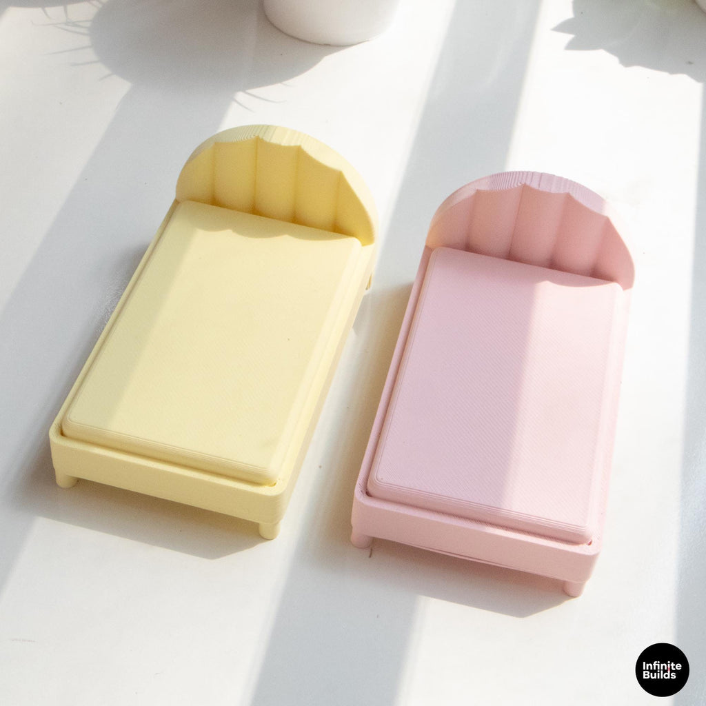 Smiski Mini Bed | 1:12 Scale 3D Printed Miniature Bed | Smiski Display Furniture | Desk Decor Gift for Smiski Collectors