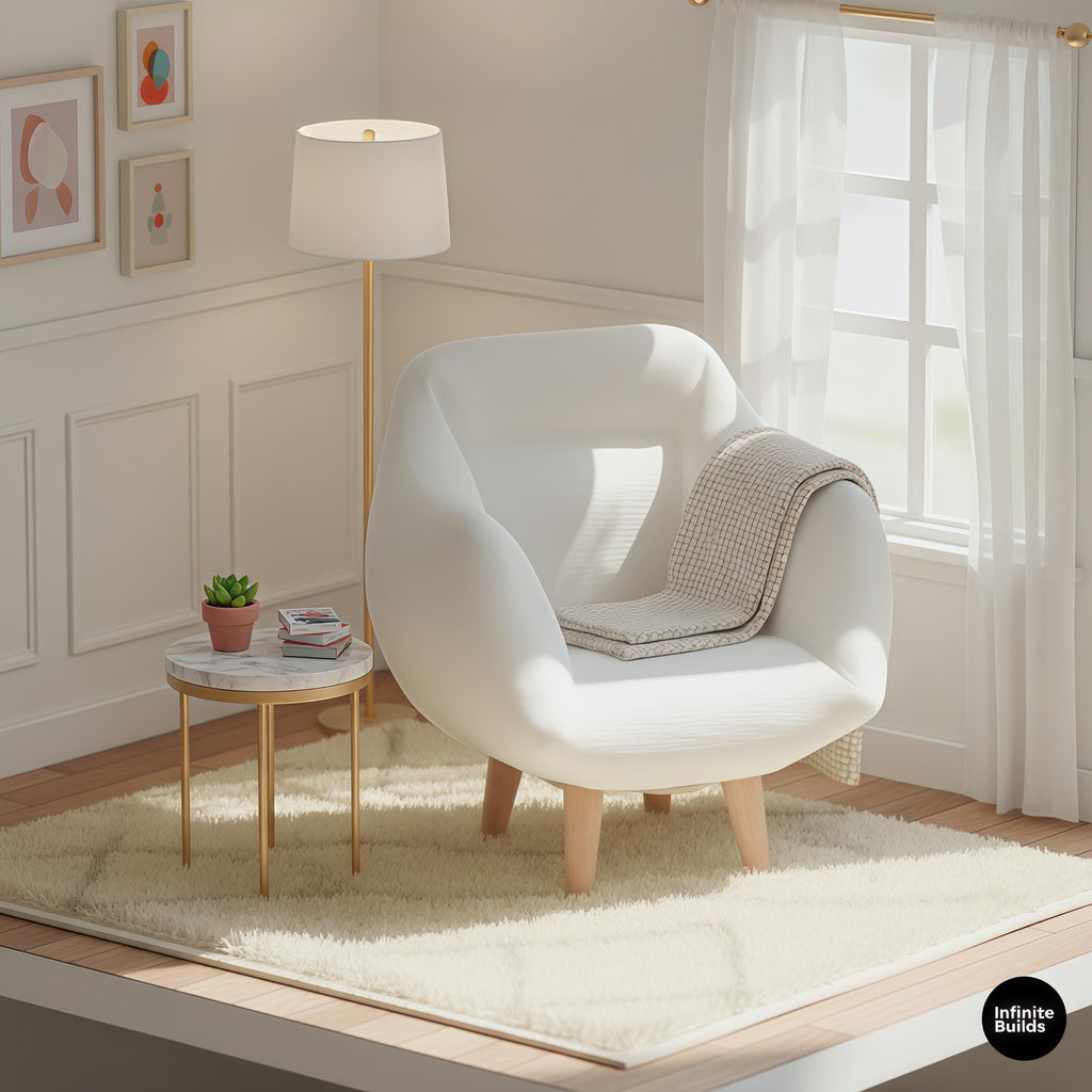 Mini Modern Sofa Chair | 1:12 Dollhouse Furniture | 3D Printed Lounge Chair | Minimal Dollhouse Decor | Gift for Collectors