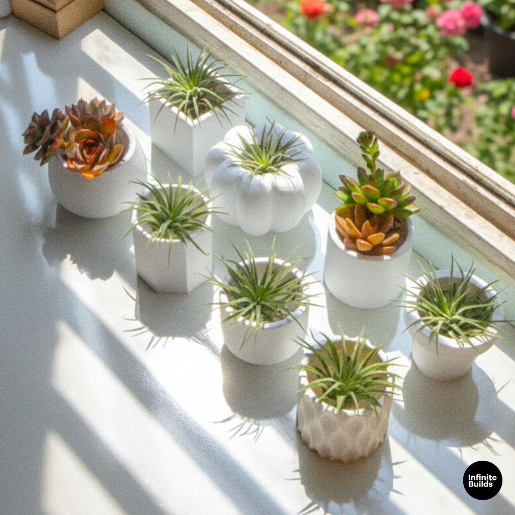 Polygonal 3D Printed Plant Pot | Minimalist Geometric Planter 2.4–3 Inches | Modern Desk Decor | Air Plant Pot