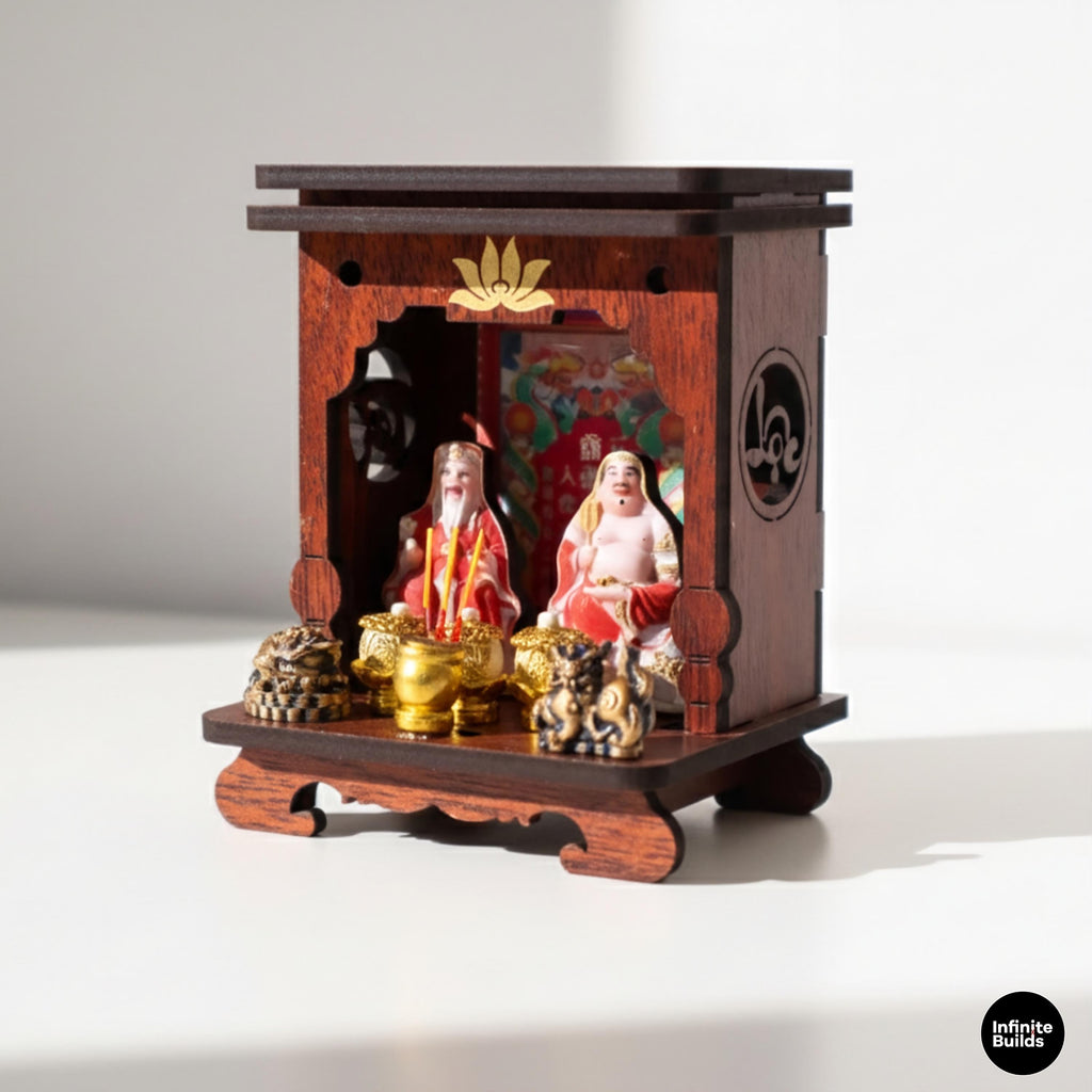 Miniature Vietnamese Altar of Earth and Wealth God: Collectible Lucky Decor