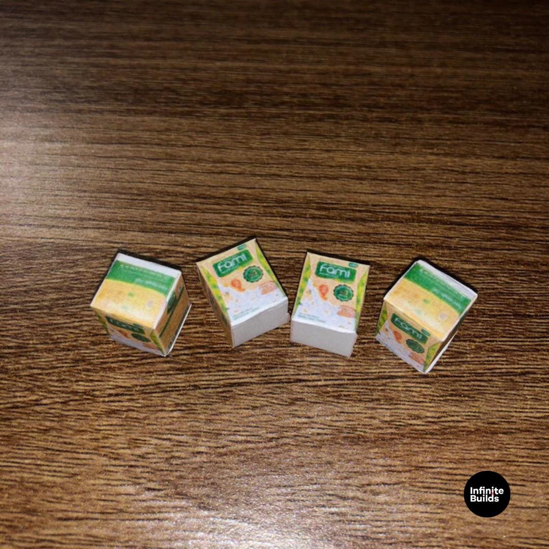 Mini Fami Soy Milk Carton | Set of 2 | 1:12 Scale | Miniature Food Drink | Dollhouse Miniature Decor | Mini Food Charm | Foodie Gift