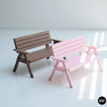 Miniature Bench for Dollhouse | 1:12 Scale Outdoor Garden Furniture | Pink & Brown Dollhouse Bench | Handmade 3D Printed Decor