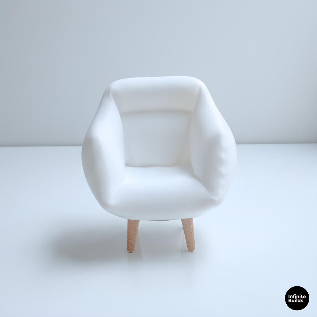 Mini Modern Sofa Chair | 1:12 Dollhouse Furniture | 3D Printed Lounge Chair | Minimal Dollhouse Decor | Gift for Collectors