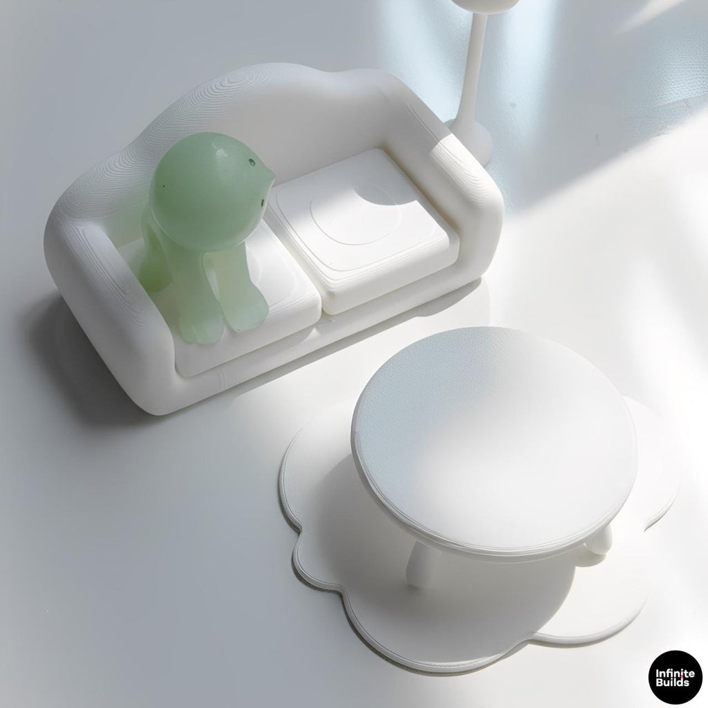 Smiski Furniture Set | Mini Living Room Decor | 1:12 Scale 3D Printed Smiski Sofa Table Lamp | Desk & Shelf Display Gift