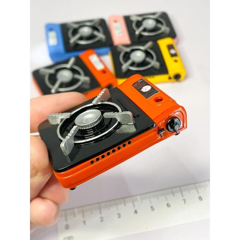 Miniature Portable Stove with Removable Fuel Can | 1:6 Scale Camping Stove | Handpainted ABS Plastic | Mini Outdoor Kitchen Accessory