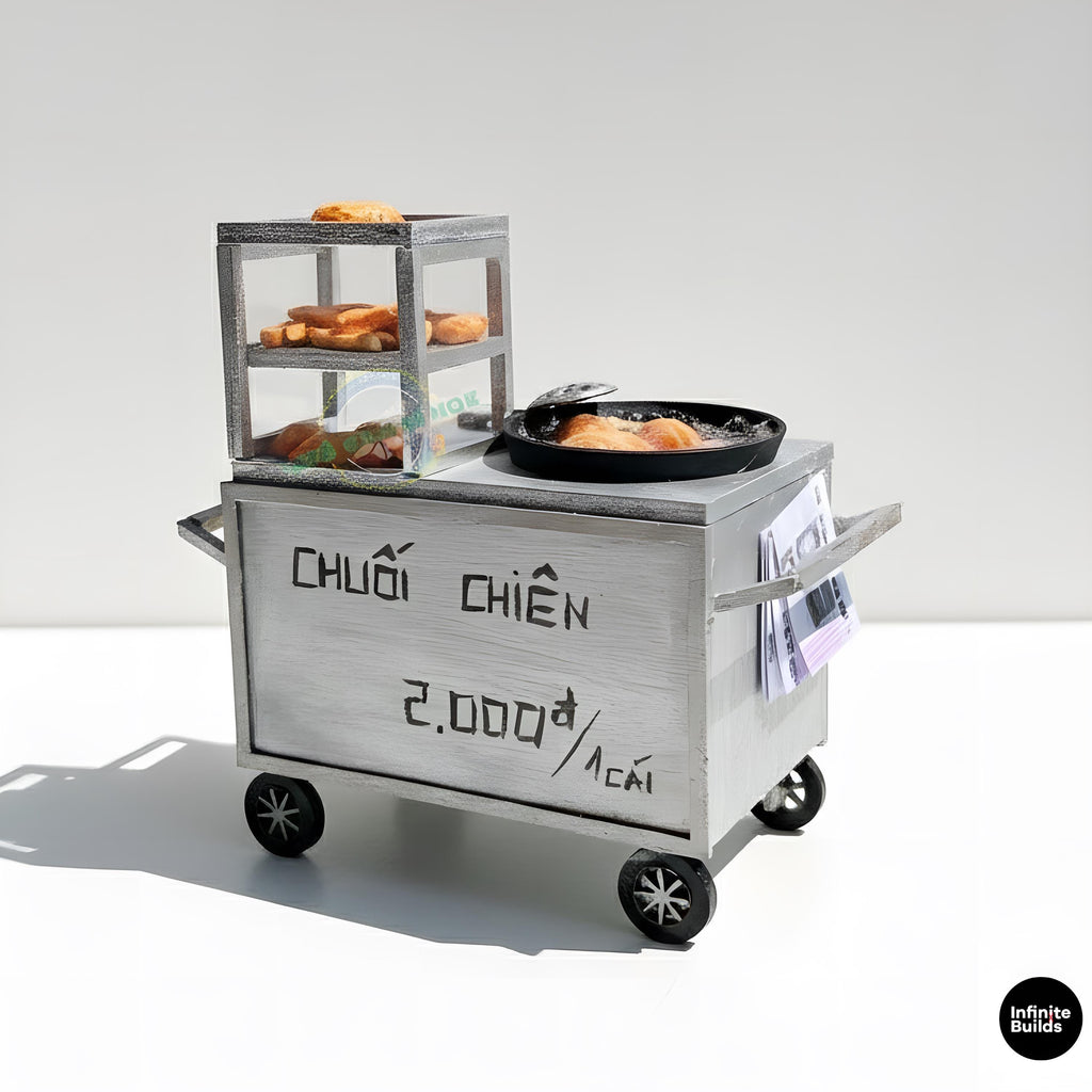Miniature Vietnamese Fried Banana Cart DIY Kit: MDF Craft Project
