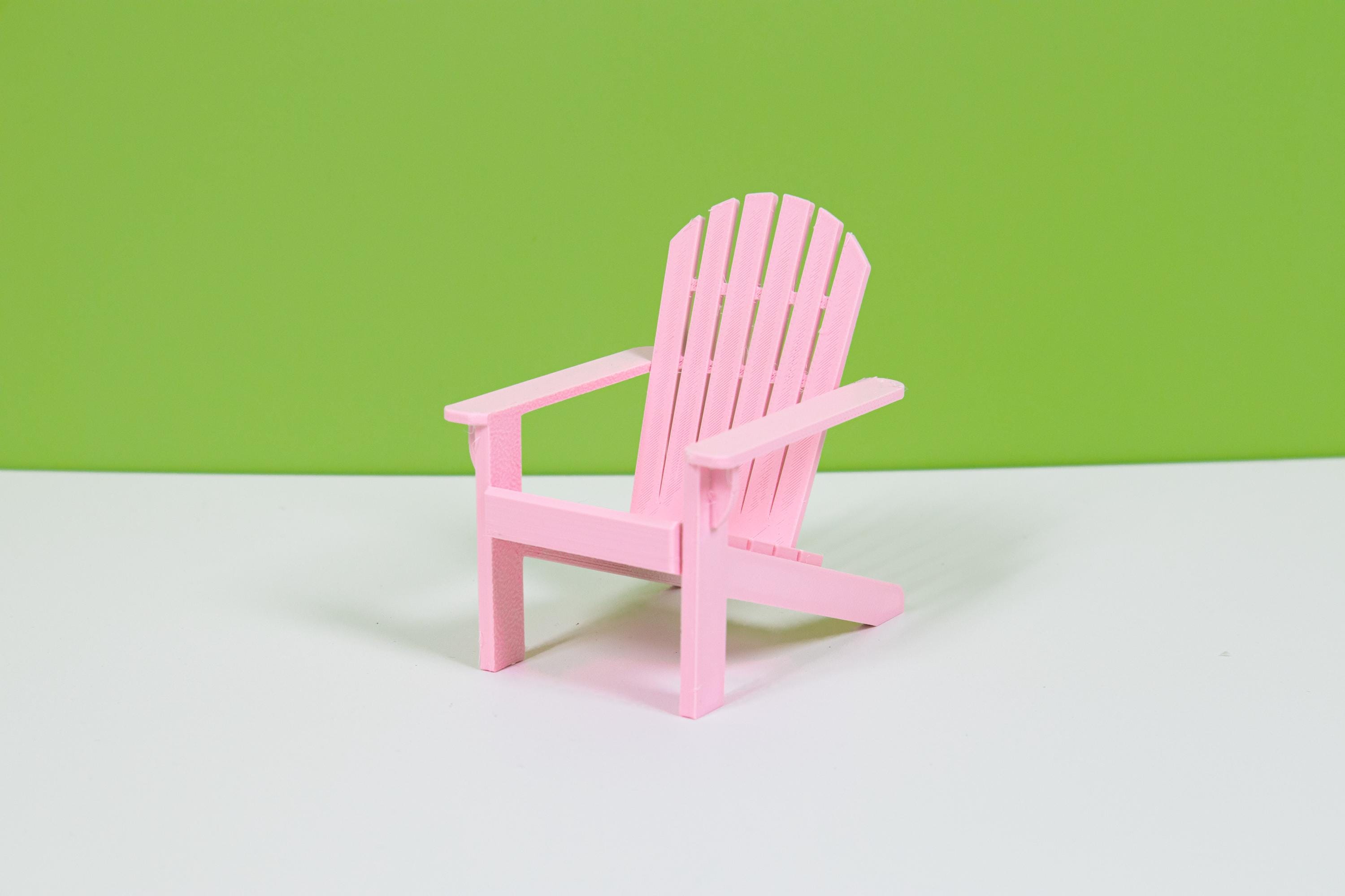 Adirondack Outdoor Chair and Table | Miniature | Dollhouse | 1:12 Scale | Pastel Pop Colors | Desktop Decor