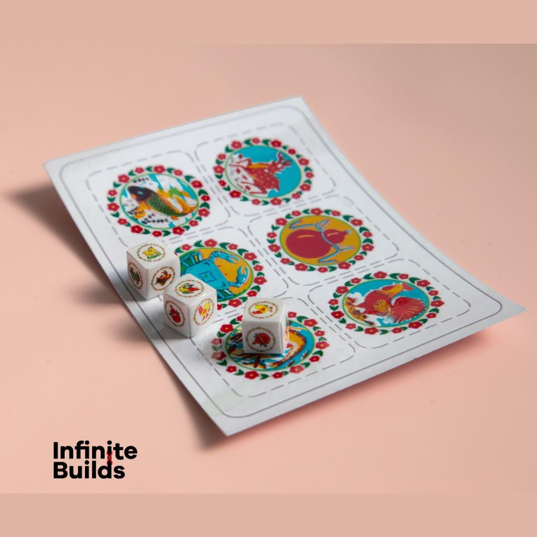 Mini Vietnamese Bầu Cua Cá Ngựa Game Set: Lunar New Year Gift