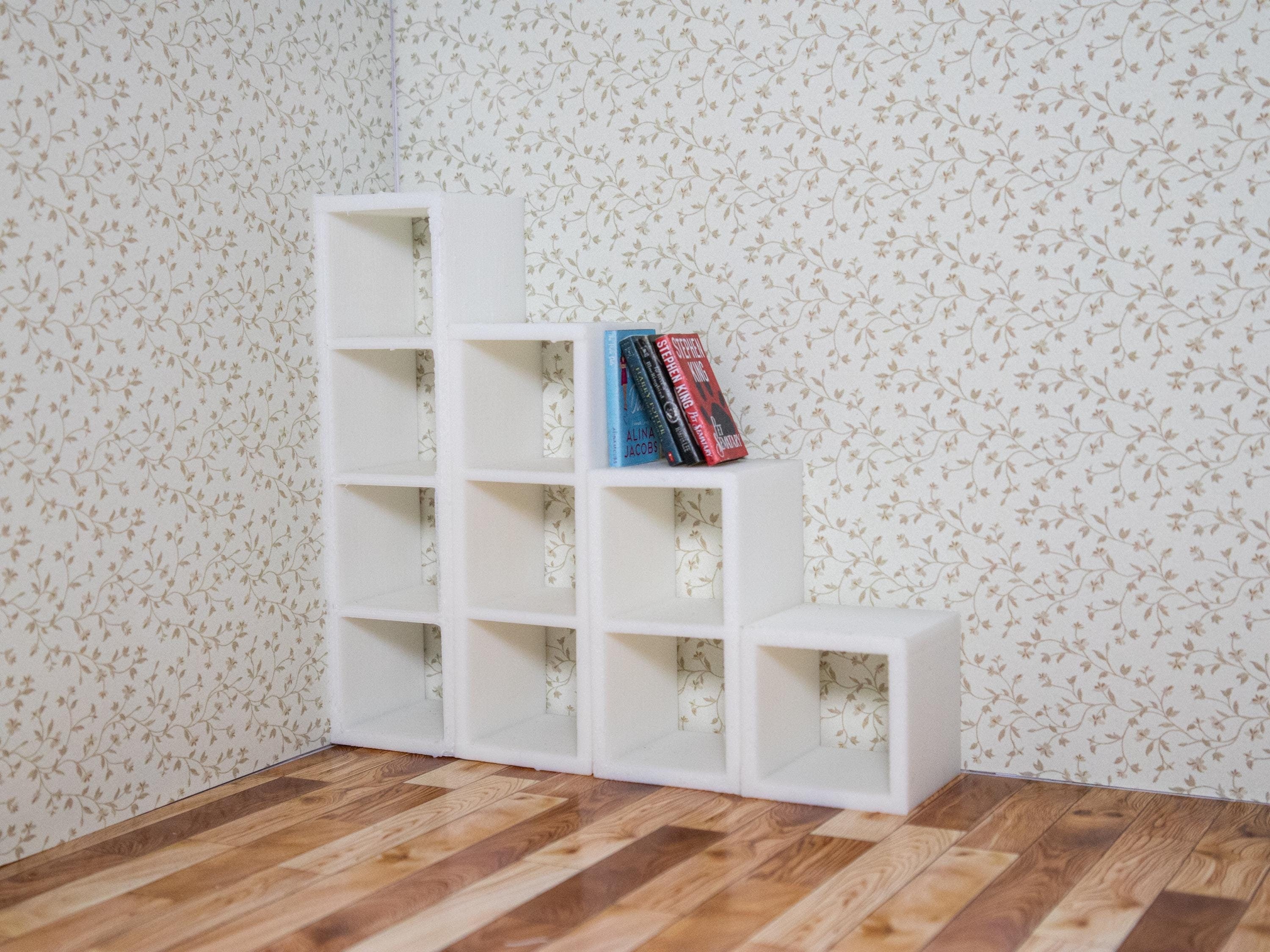 Miniature Ikea Kallax Shelves | 1:12 Scale | Dollhouse Shelves | Mini Living Room | Mini Furniture | Roombox Furniture | Miniature Storage