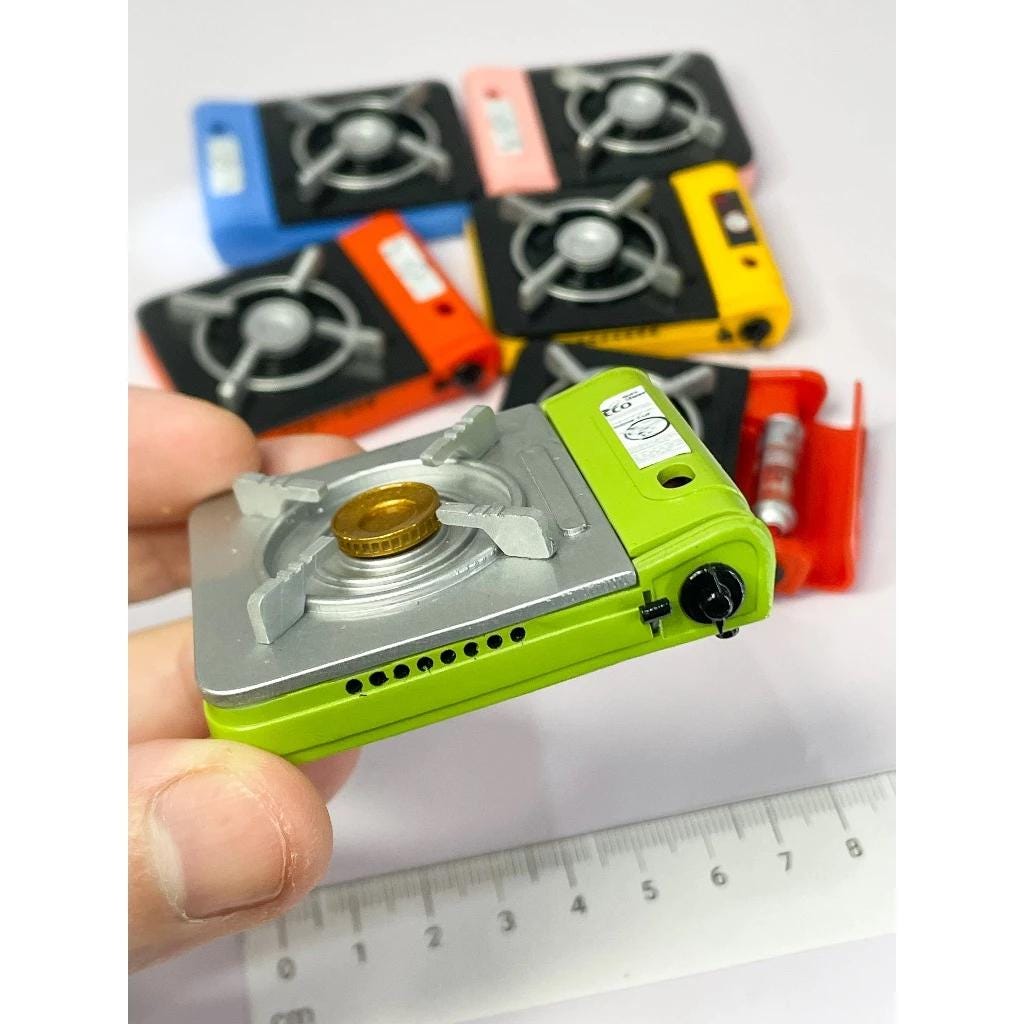Miniature Portable Stove with Removable Fuel Can | 1:6 Scale Camping Stove | Handpainted ABS Plastic | Mini Outdoor Kitchen Accessory