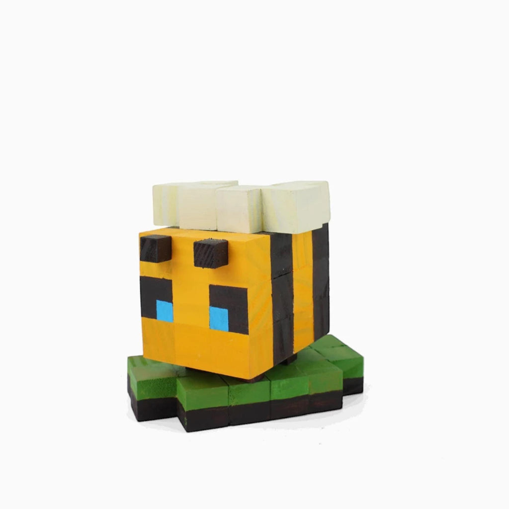 Minecraft Wooden Bee Model & DIY Painting Kit | Handmade Natural Wood Toy, Collectible Gamer Gift, Kids Craft Activity