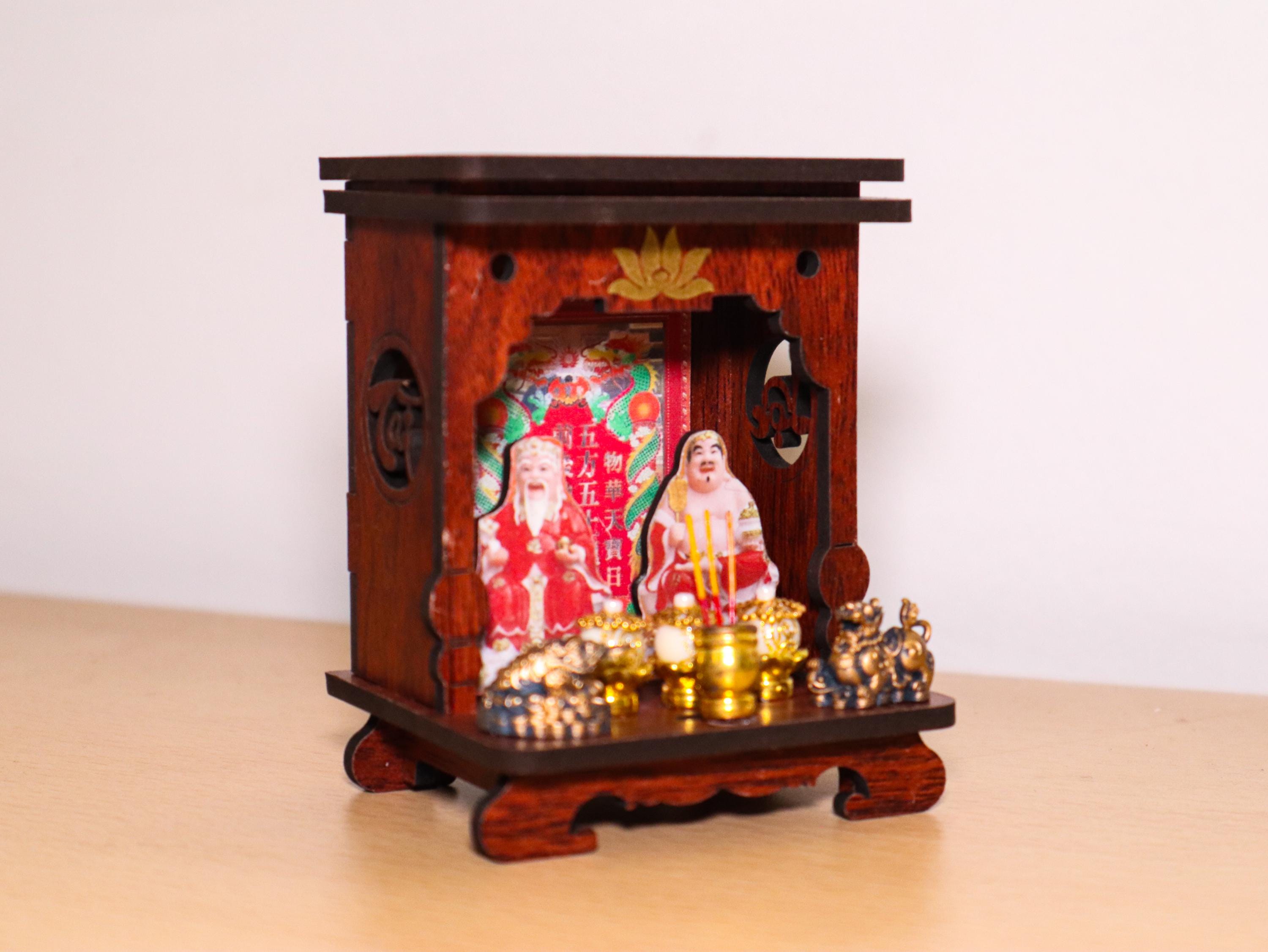 Miniature Vietnamese Altar of Earth and Wealth God: Collectible Lucky Decor