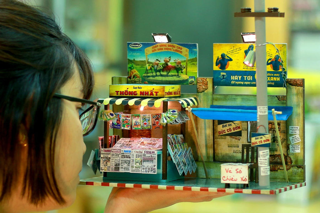 Vietnam Vintage Newspaper Stand DIY Miniature Kit | Sạp báo Sài Gòn