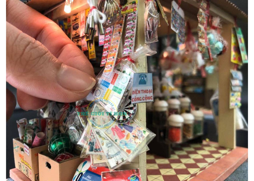 Miniature Vietnamese Convenience Store DIY Kit: Tiệm Sạp Khô Dollhouse Diorama