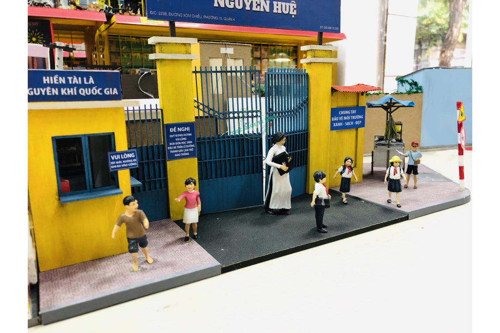 Miniature Vietnamese School Gate DIY Kit: Collectible Diorama