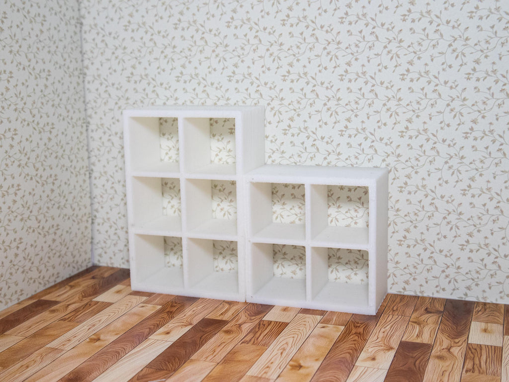 Miniature Ikea Kallax Shelves | 1:12 Scale | Dollhouse Shelves | Mini Living Room | Mini Furniture | Roombox Furniture | Miniature Storage