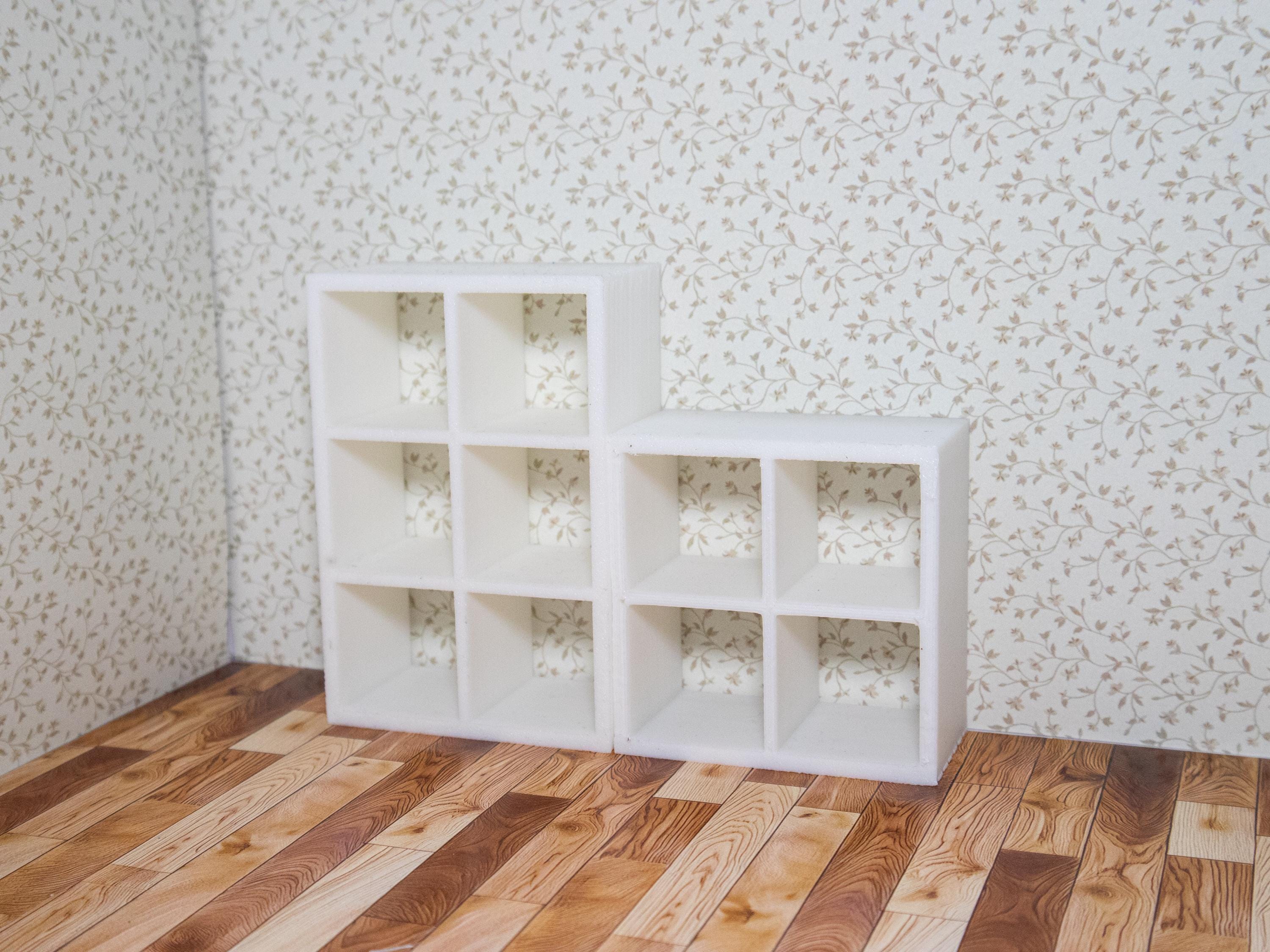 Miniature Ikea Kallax Shelves | 1:12 Scale | Dollhouse Shelves | Mini Living Room | Mini Furniture | Roombox Furniture | Miniature Storage