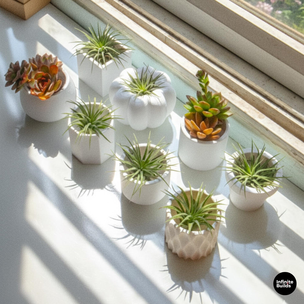 Minimal Cylinder Plant Pot 3D Printed | Small Round Succulent Pot | Modern Air Plant Planter | Desk Decor | 2.4–3 Inch