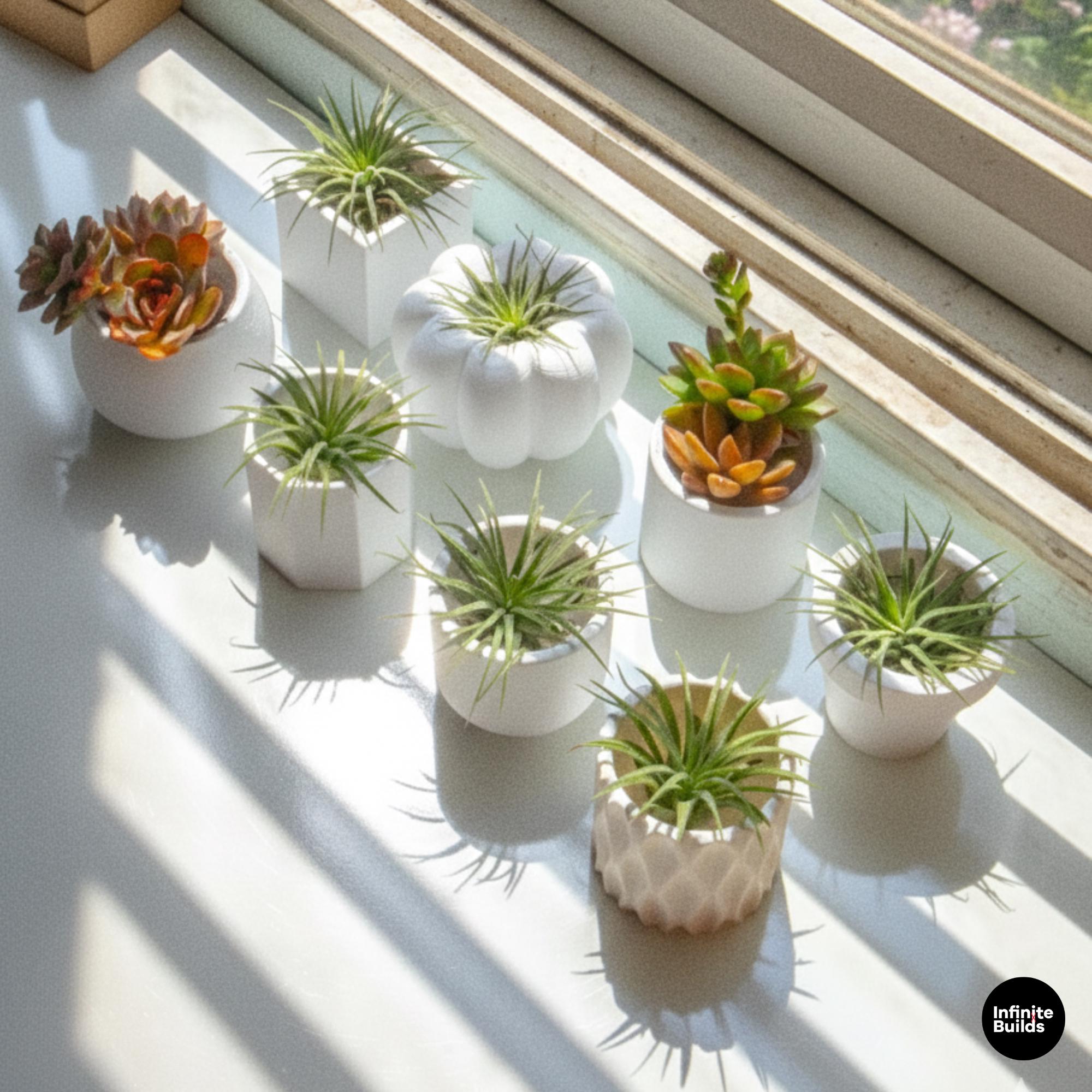 Minimal Cylinder Plant Pot 3D Printed | Small Round Succulent Pot | Modern Air Plant Planter | Desk Decor | 2.4–3 Inch