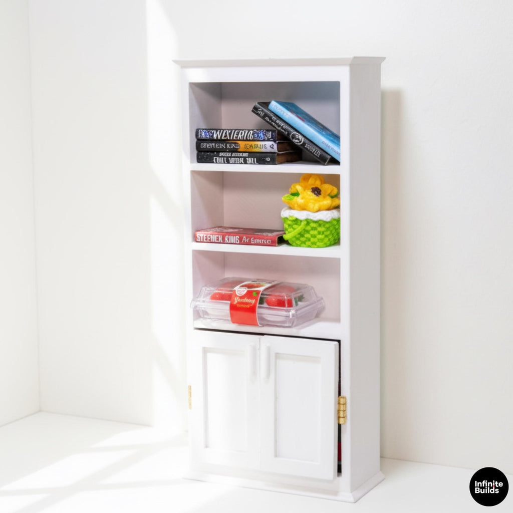 Miniature Classic Tall Bookshelf Set - 1:12 Scale Dollhouse Furniture