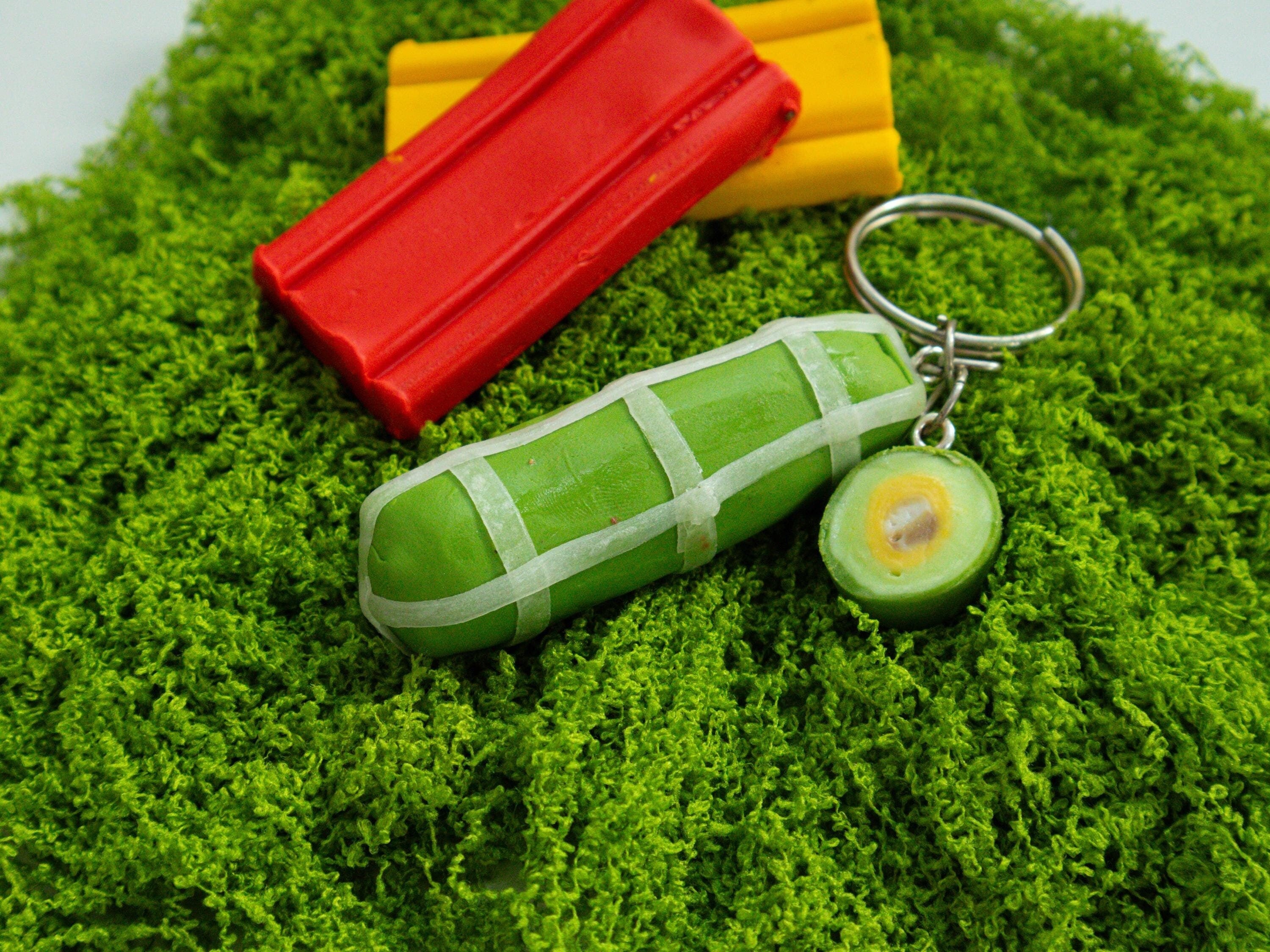 Mini Bánh Tét Keychain: Vietnamese Lunar New Year Cake, Polymer Clay