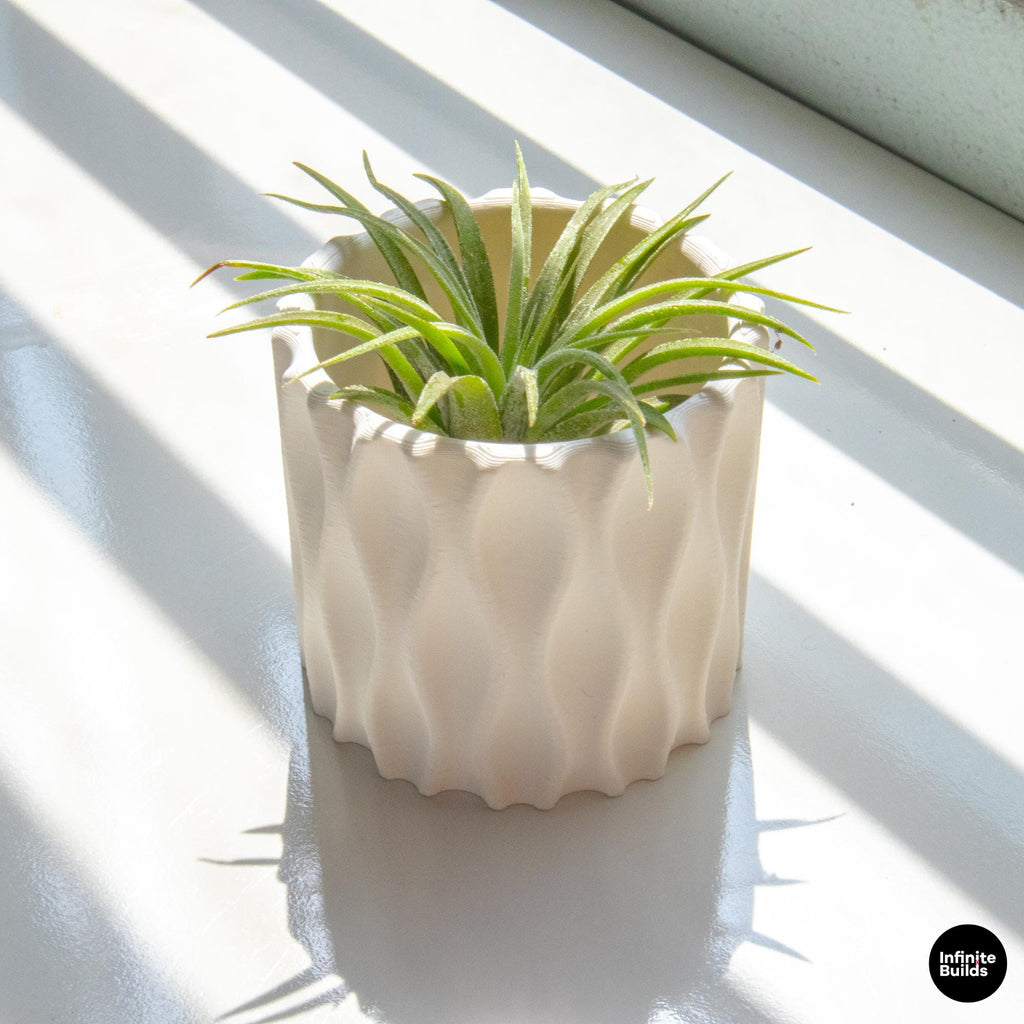 Wavy 3D Printed Plant Pot | Modern Ripple Planter 2.4–3 Inches | Minimalist Desk Decor | Air Plant Pot