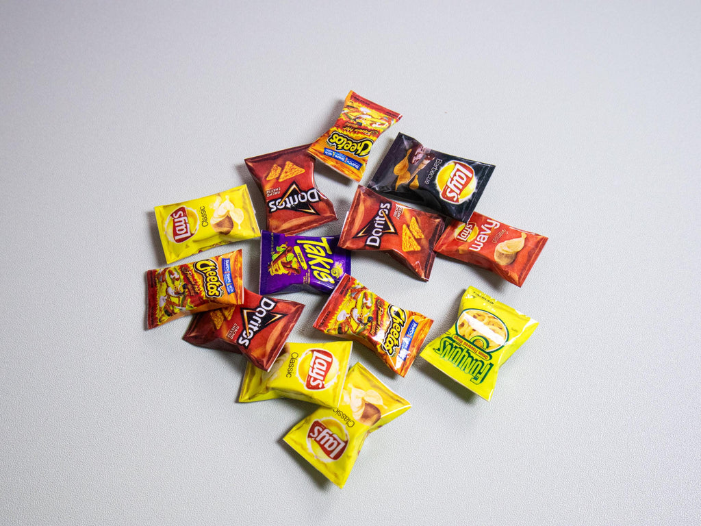1:12 Mini Chips | Miniature Food | Mini Snacks | Dollhouse Accessories | Lightweight Paper | Mini Kitchen Food | Food Pantry