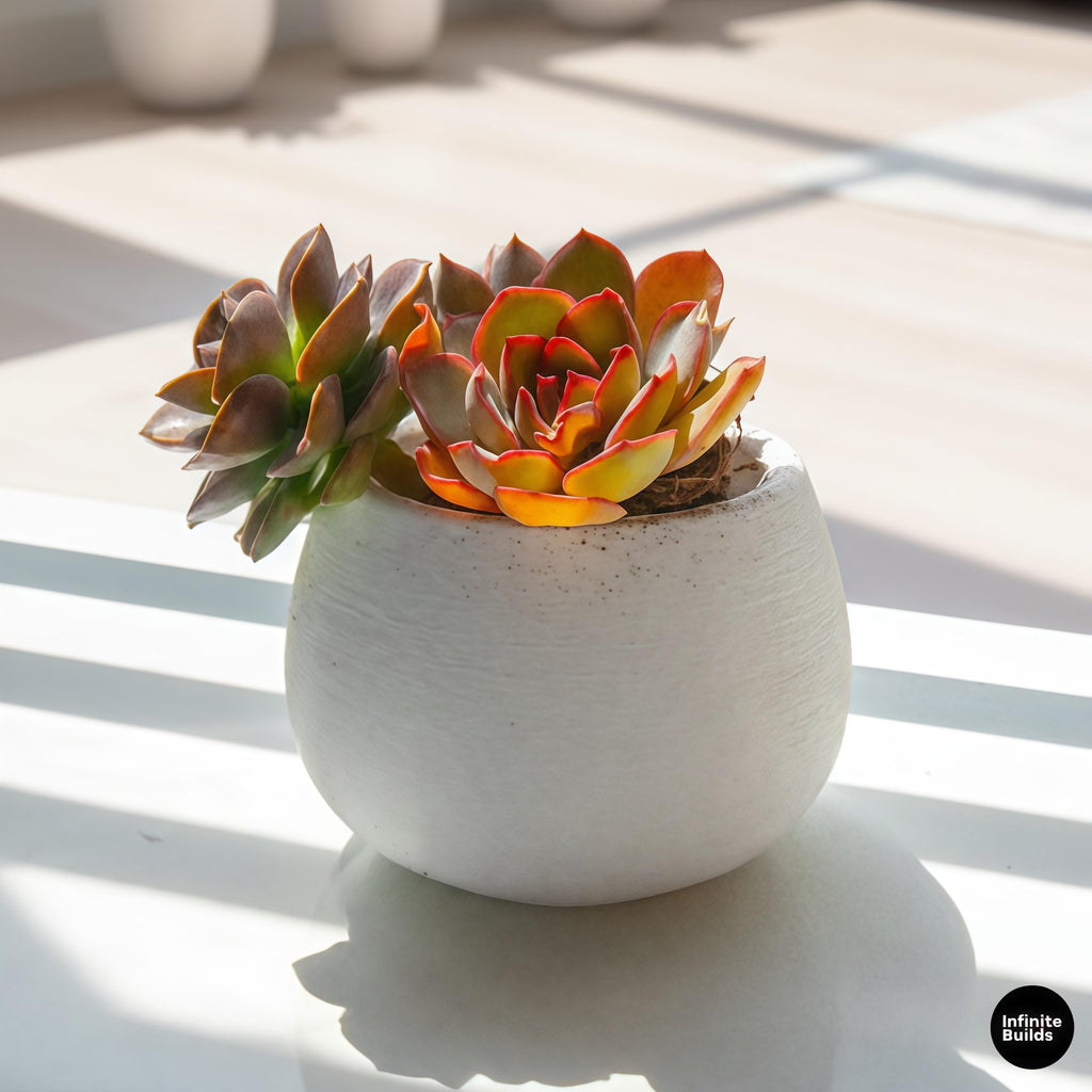 Bulb Round Plant Pot 3D Printed | Large Bulb Planter | Minimalist Succulent Pot | Modern Round Planter | Desk & Shelf Decor