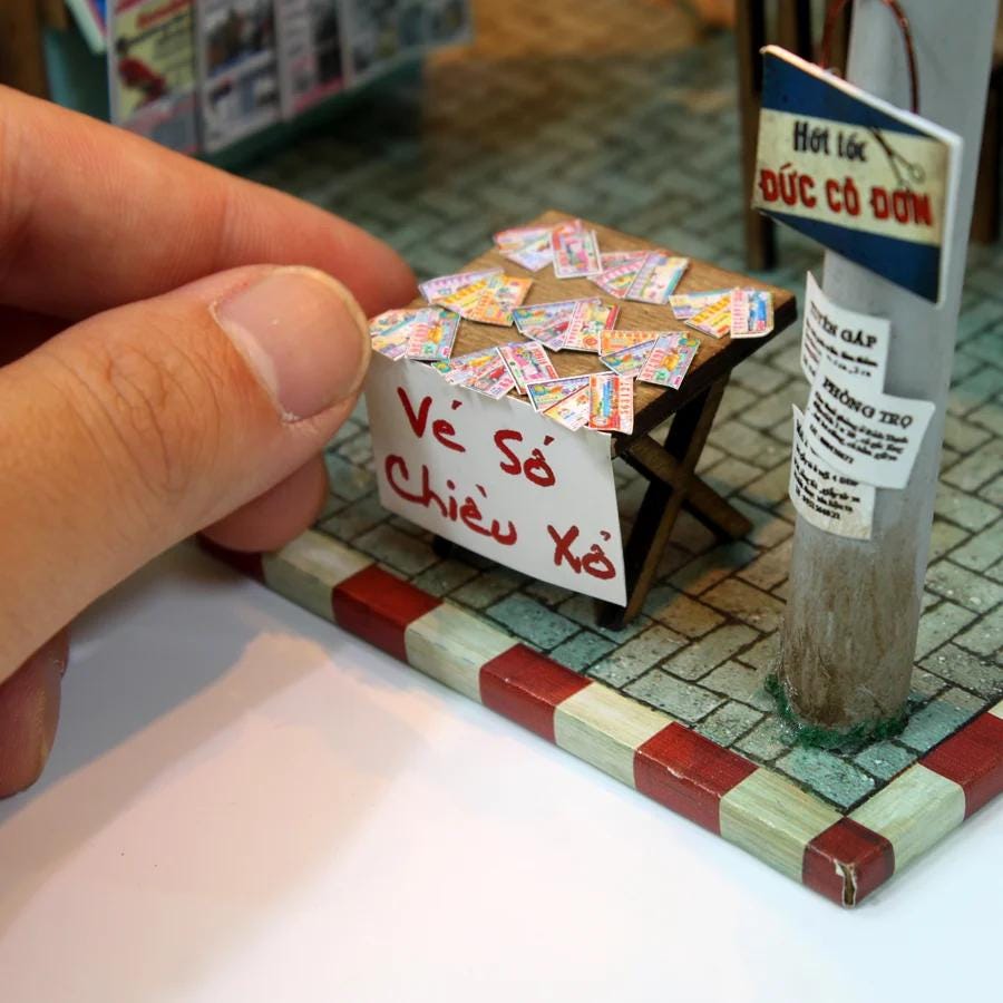 Vietnam Vintage Newspaper Stand DIY Miniature Kit | Sạp báo Sài Gòn