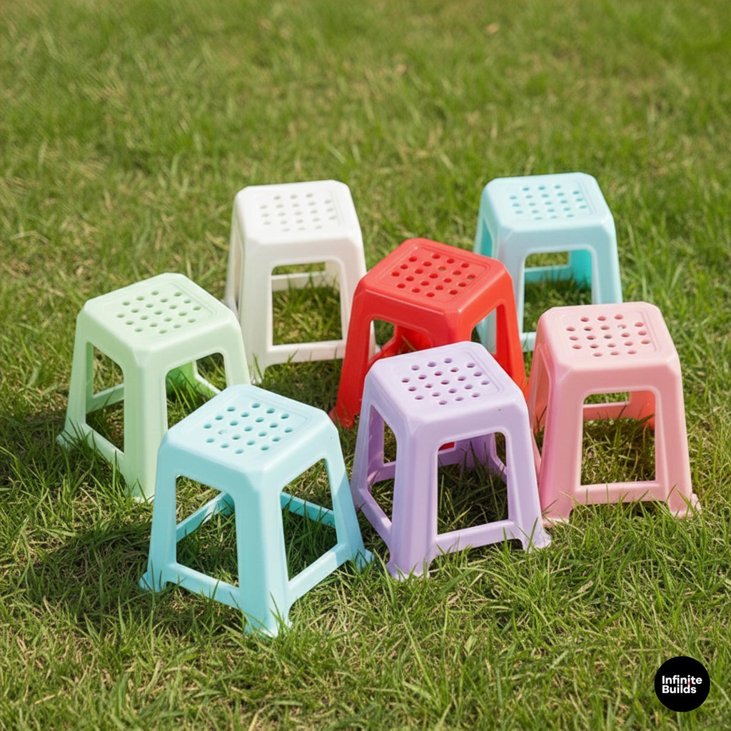 Miniature Vietnamese Plastic Stool Set of 2 | 1:12 Street Food Chair for Dollhouse | Miniature Vietnamese Furniture | Tiny Doll Chair