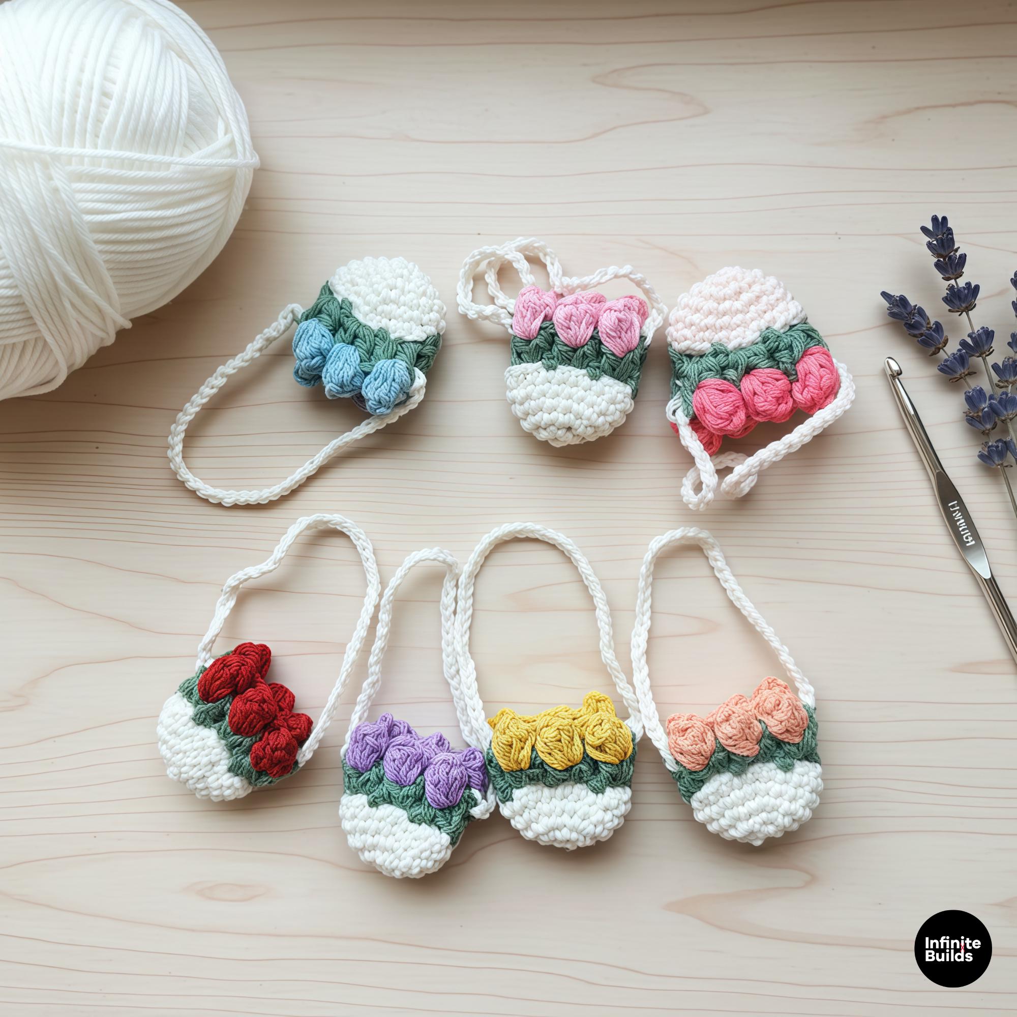 Mini Crochet Bag Set of 2 | Handmade Doll Purse | Cute Mini Yarn Bag for Dolls, Displays & Collectibles