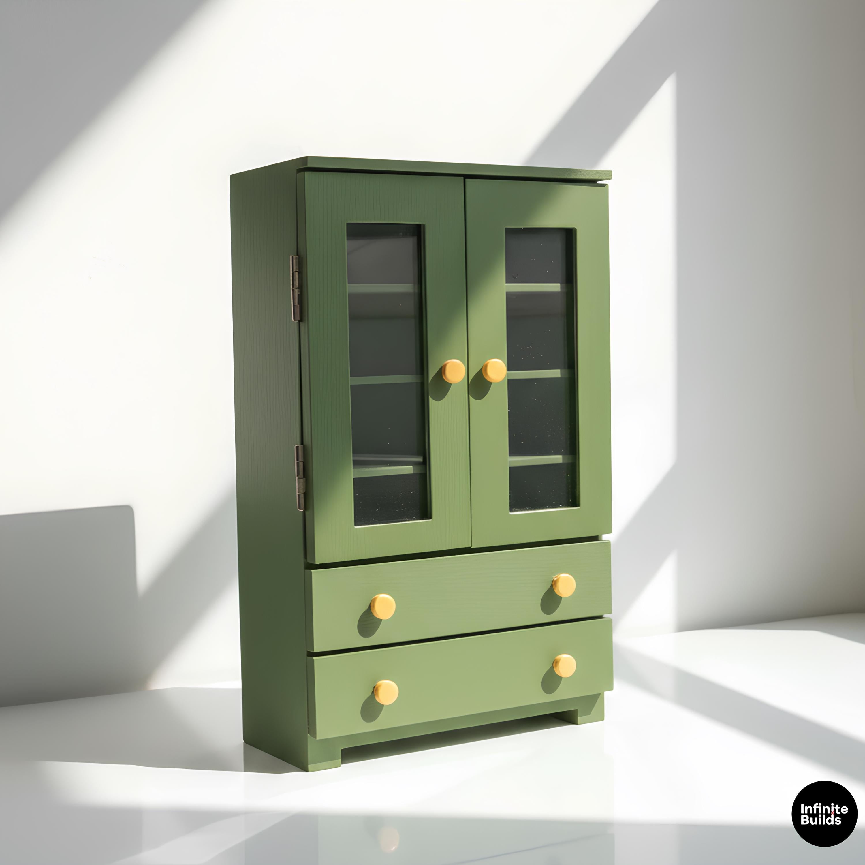 Miniature Double Door Cupboard | 1:12 Scale 3D Printed Cabinet | Dollhouse Storage Furniture | Desk Decor | Gift for Collectors
