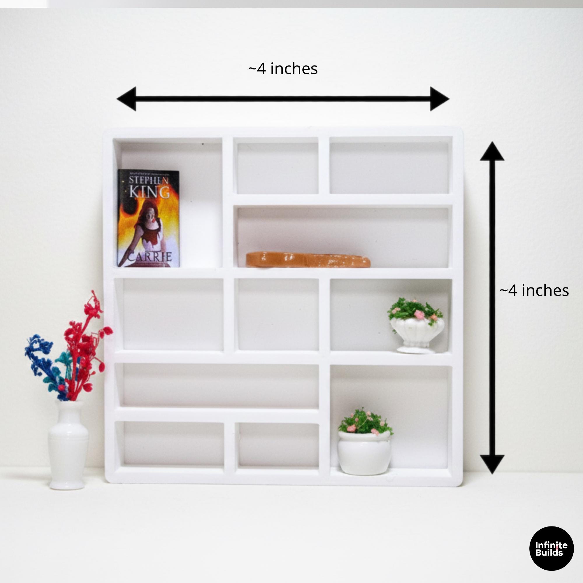 Miniature 1:12 Multi-tiered Shelf | Set of 2 | Dollhouse Shelf | Miniature Bookshelf | Mini Shelf for Decor | Customizable Colors