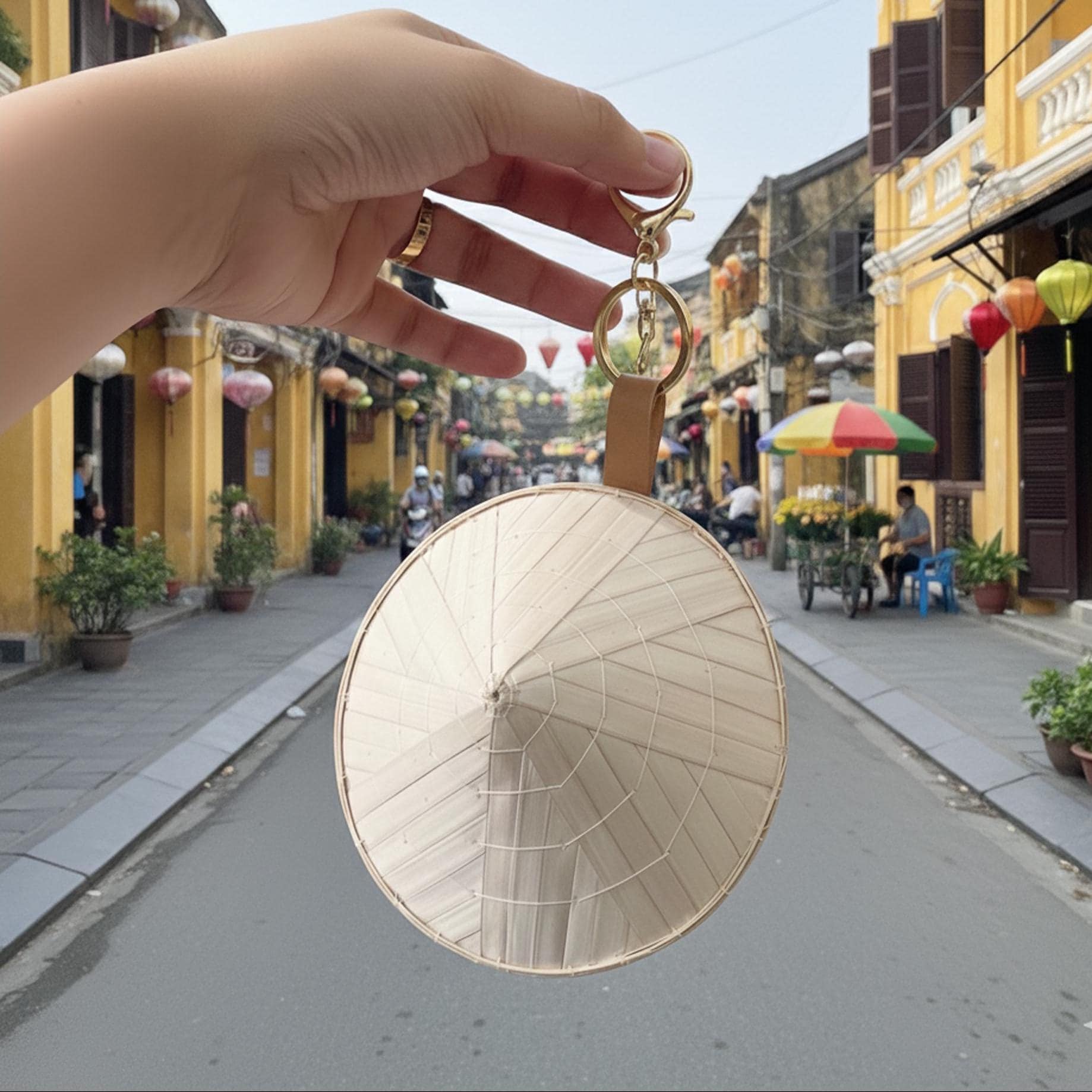 Mini Vietnamese Conical Hat Keychain | Handmade Nón Lá Charm | Bamboo Souvenir Gift from Vietnam | Eco-Friendly Bag Accessory | Palm Leaf
